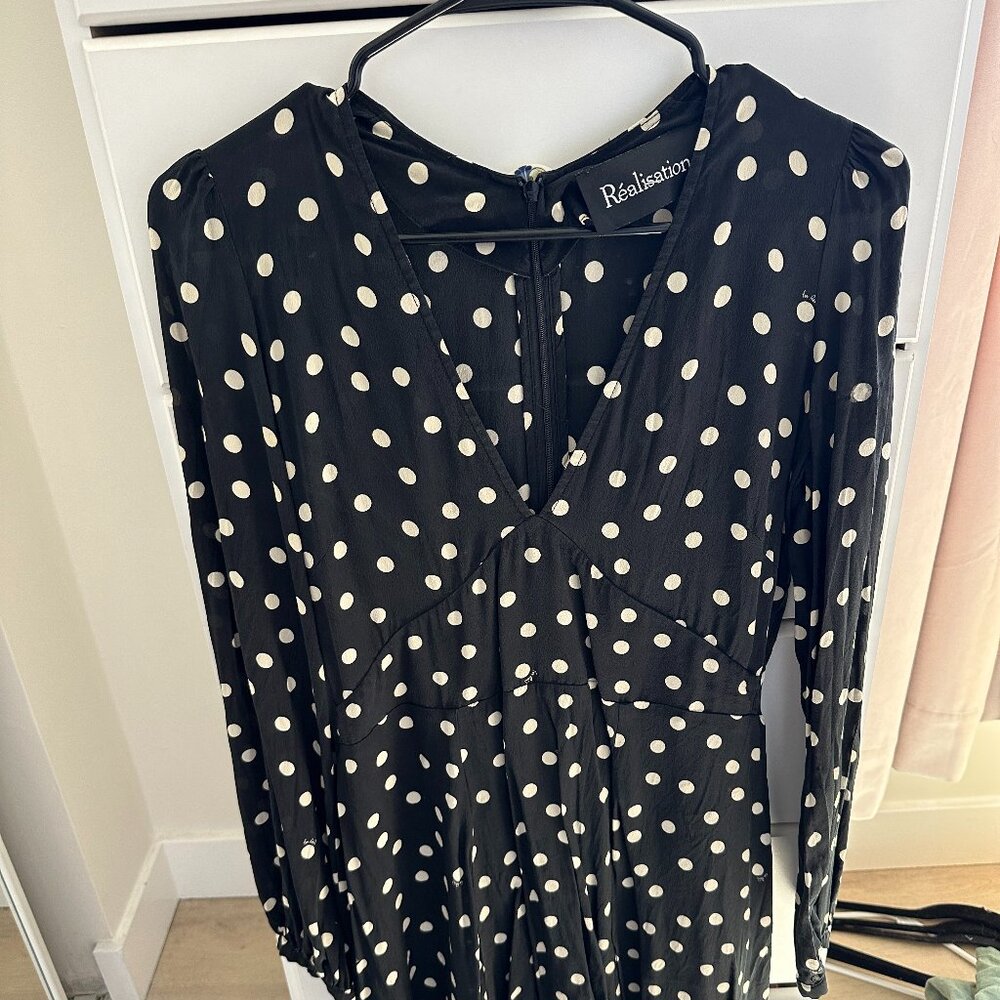 Realisation Par Polka Dot Long Sleeve Mini Dress- M